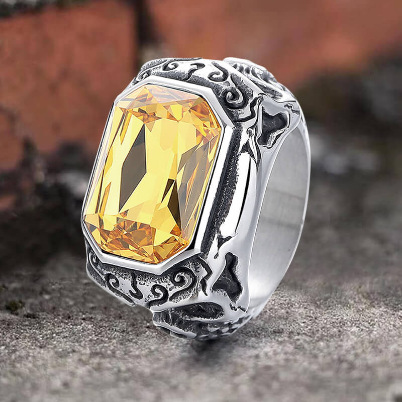 Zirconia Demon Eye Stainless Steel Skull Ring