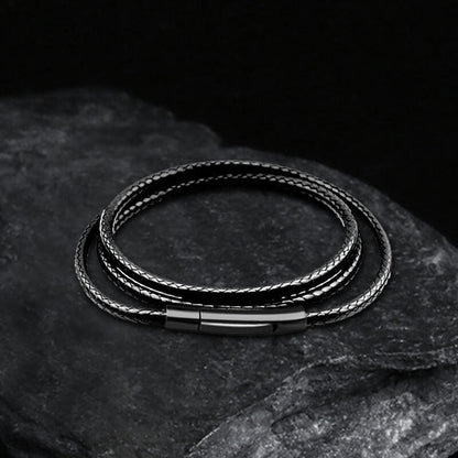 Waterproof Braided Leather Chain Necklace