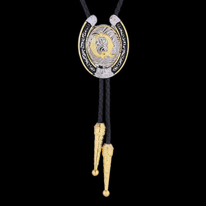 Western Cowboy Horseshoe Initial Letter Bolo Tie