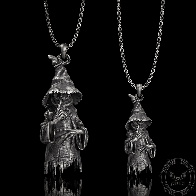 Wicked Wizard Sterling Silver Skull Pendant