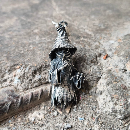 Wicked Wizard Sterling Silver Skull Pendant