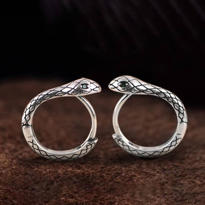 Wild Snake Sterling Silver Hoop Earrings