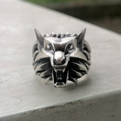 Witcher Wolf Head Sterling Silver Animal Ring