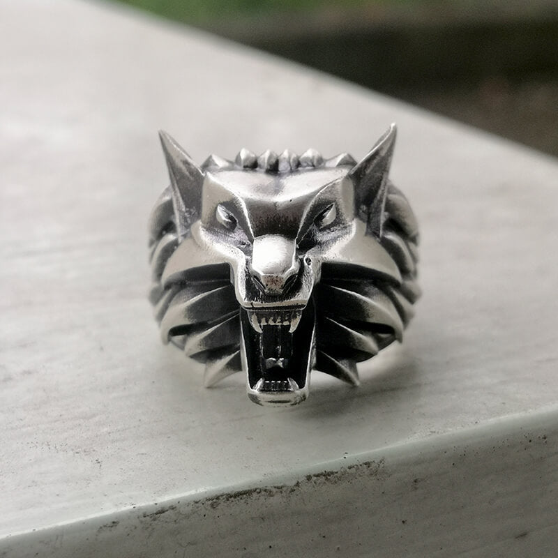 Witcher Wolf Head Sterling Silver Animal Ring