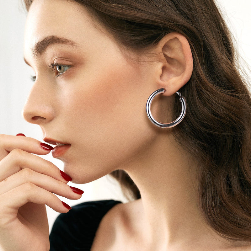 Chunky 5mm Hoop Earrings With Lobster Clasp for