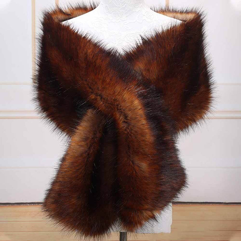 Faux Fur Evening Dress Plush Long Shawl