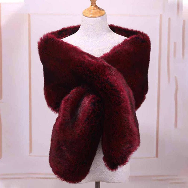 Faux Fur Evening Dress Plush Long Shawl