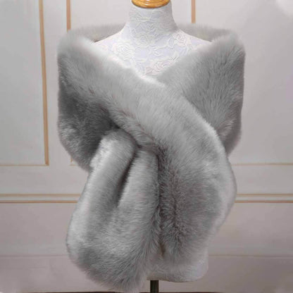 Faux Fur Evening Dress Plush Long Shawl