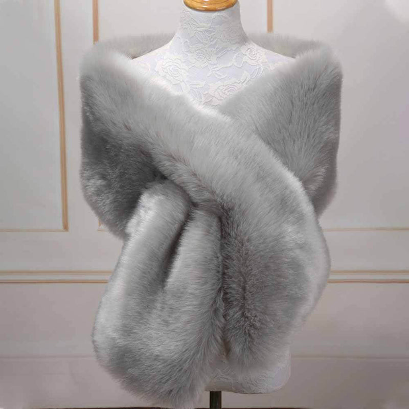 Faux Fur Evening Dress Plush Long Shawl