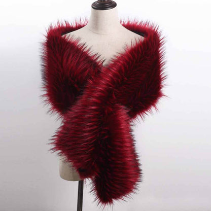 Faux Fur Evening Dress Plush Long Shawl
