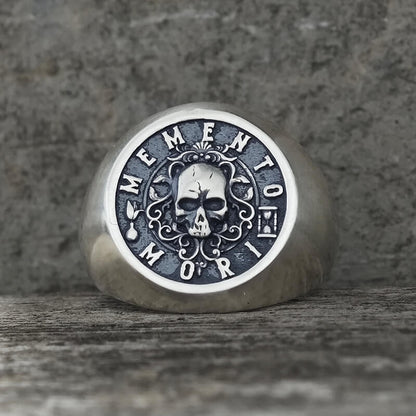 Wreath Skull Memento Mori Letters Sterling Silver Ring
