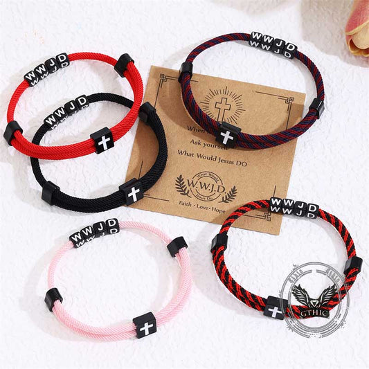 Wwjd Letter Cross Adjustable Nylon Bracelet
