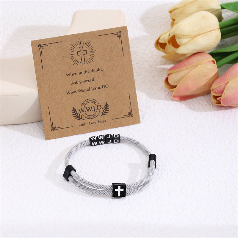 Wwjd Letter Cross Adjustable Nylon Bracelet