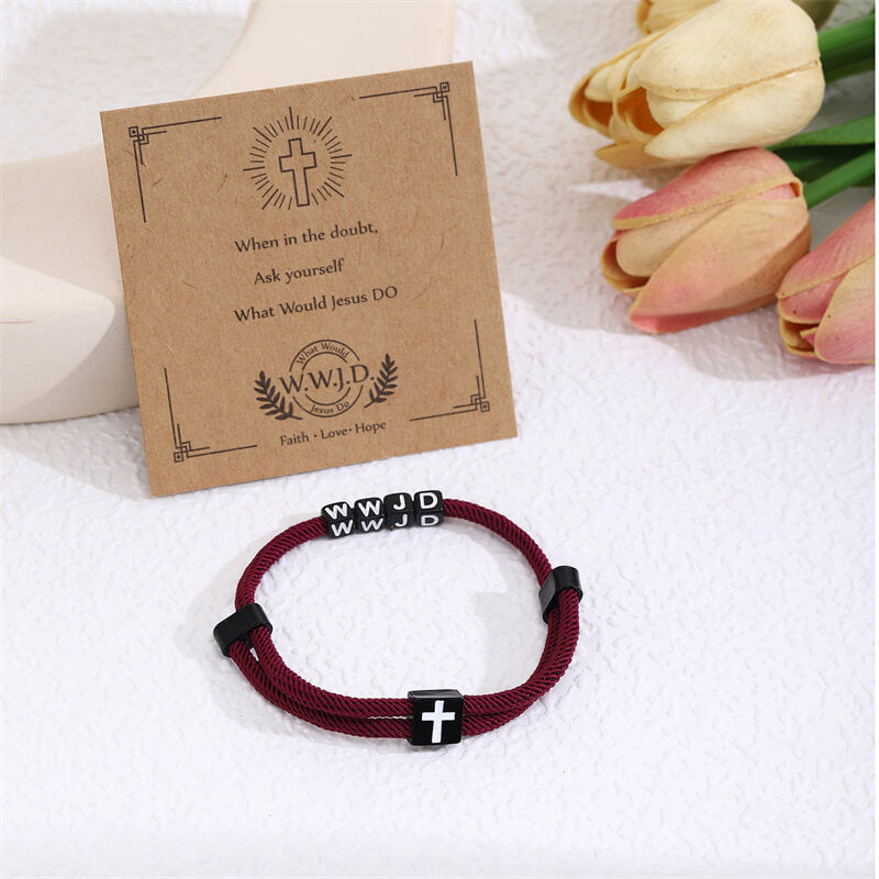 Wwjd Letter Cross Adjustable Nylon Bracelet