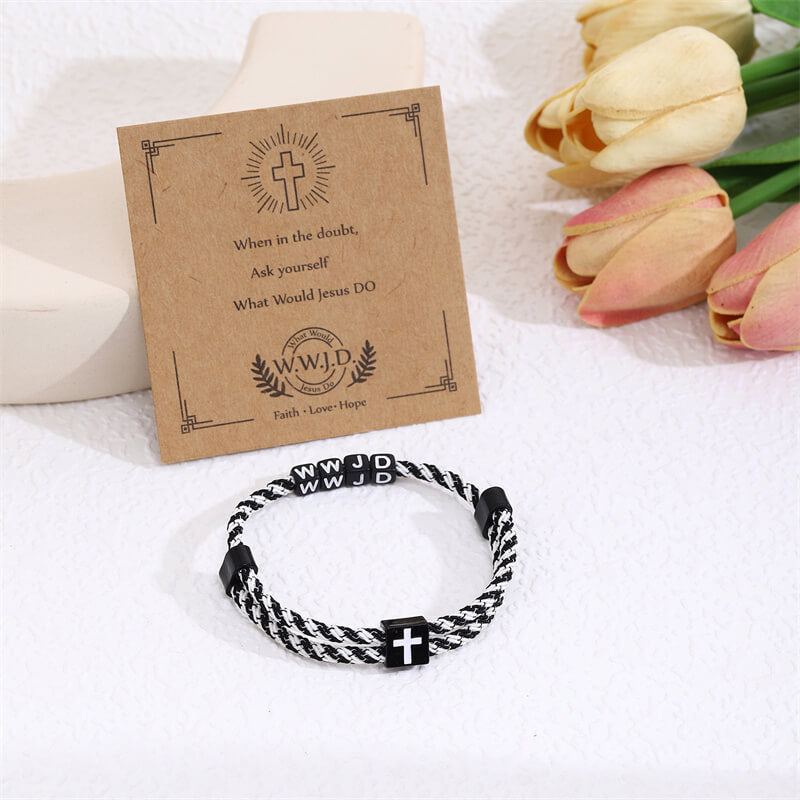 Wwjd Letter Cross Adjustable Nylon Bracelet