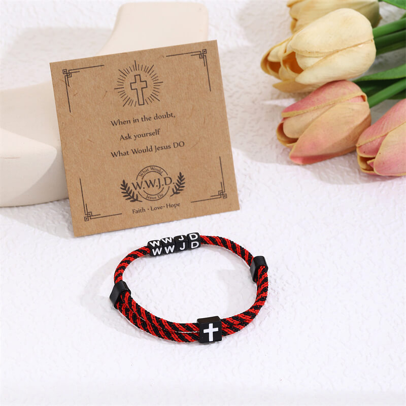 Wwjd Letter Cross Adjustable Nylon Bracelet