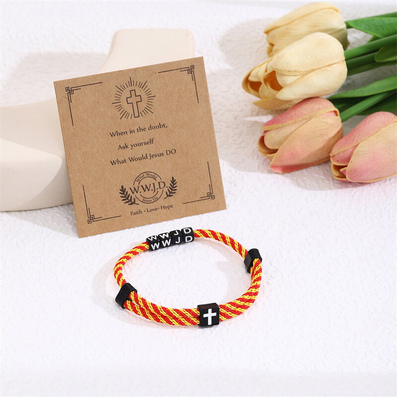 Wwjd Letter Cross Adjustable Nylon Bracelet