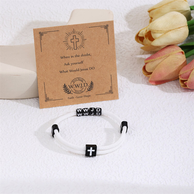 Wwjd Letter Cross Adjustable Nylon Bracelet