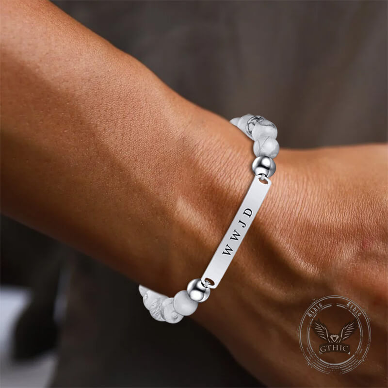 Wwjd Letter Stainless Steel Adjustable Beaded Bracelet