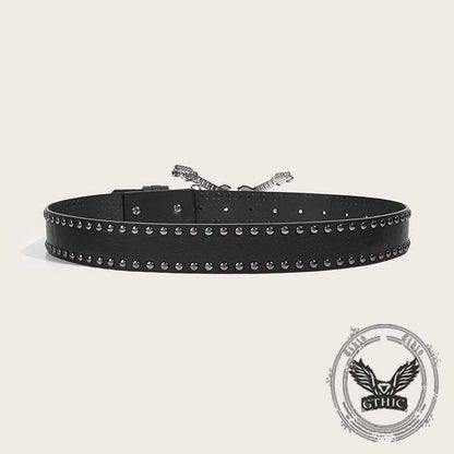 Y2k Double Guitar Buckle Rivet Pu Leather Belt