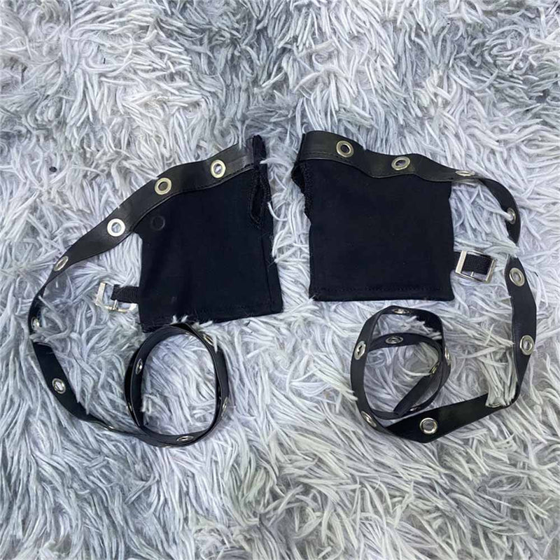 Y2k Gothic Pu Strap Half-finger Sleeve Gloves