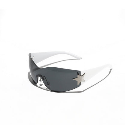 Y2k One-piece Frameless Star Cycling Pc Sunglasses