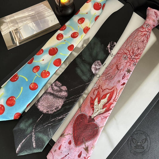 Y2k Plant Animal Print Hand-tied Tie